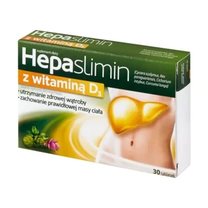 Hepaslimin z Witaminą D3 dla Utrzymania Zdrowej Wątroby I Prawidłowej Masy Ciała 30 Tabletek