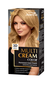 Joanna Multi Cream Trwały Intensywny Kolor Włosów Farba Pielęgnująca  30.5 Słoneczny Blond 60x40x20g