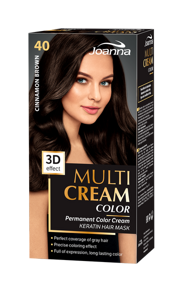 Joanna Multi Cream Trwały Intensywny Kolor Włosów Farba Pielęgnująca 40 Cynamonowy Brąz 60x40x20g