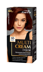 Joanna Multi Cream Trwały Intensywny Kolor Włosów Farba Pielęgnująca 44.5 Miedziany Brąz 60x40x20g