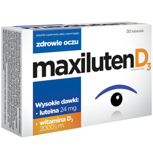 Maxiluten D3 Suplement Diety Wspomagający Zdrowie Oczu Luteina 24mg 30 Tabletek