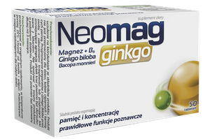 Neomag Ginkgo na Pamięć i Koncentrację z Magnezem i Witaminą B6 50 Tabletek