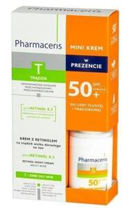 Pharmaceris T Zestaw Pure Rerinol Krem na Trądzik i Krem Ochronny SPF50+ 40x15ml
