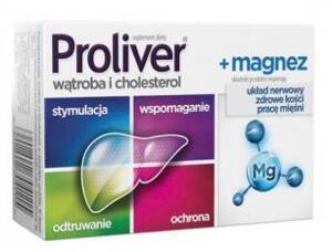 Proliver + Magnez na Wątrobę Cholesterol Układ Nerwowy i Zdrowe Kości 30 Tabletek