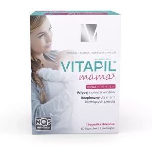 Vitapil Mama Pomagający Zachować Zdrowe Lśniące Włosy Uzupełnienie Diety 60 Tabletek