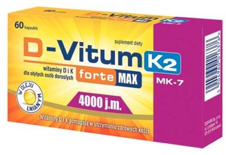  D-Vitum Forte Max 4000 j.m. K2 MK7 Suplement Diety 60 Kapsułek