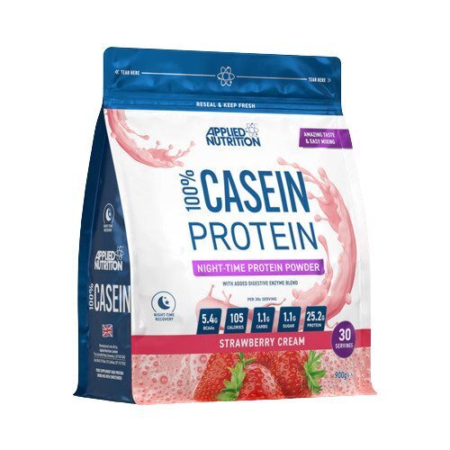 100% Casein Protein, Strawberry Cream - 900g