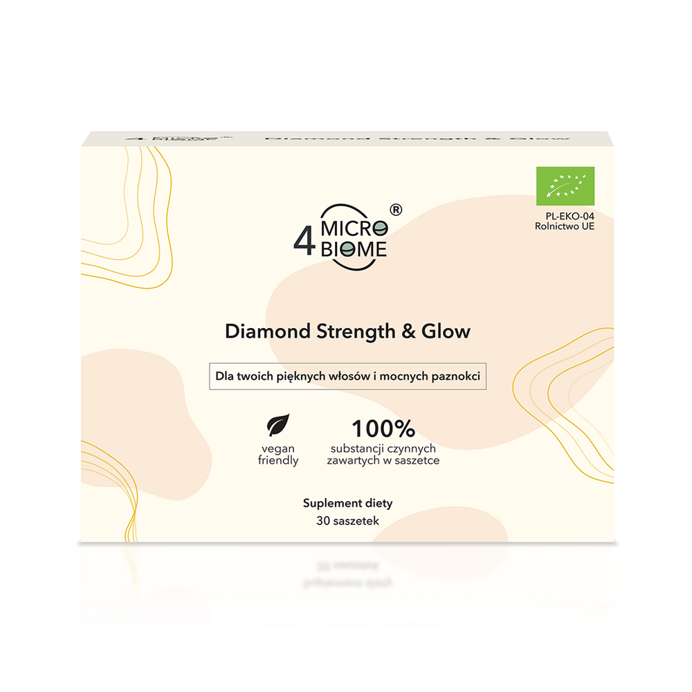 4 Microbiome Diamond Strength & Glow dla Pięknych Włosów i Paznokci 30 Saszetek  Best Before 31.10.24