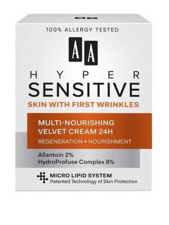 AA Hypersensitive Skin Aksamitny Krem Odżywczy Regenerujący do Cery z Pierwszymi Zmarszczkami 50ml