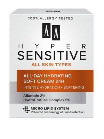 AA Hypersensitive Skin All Day Hydrating Soft Cream 24H Intensywnie Nawilżający Krem do Twarzy 50ml