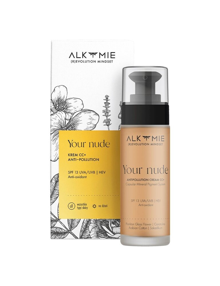 Alkmie Your Nude Krem CC+ z Inteligentnym Systemem Pigmentów SPF13 03 Dark dla każdego Rodzaju Skóry 30ml