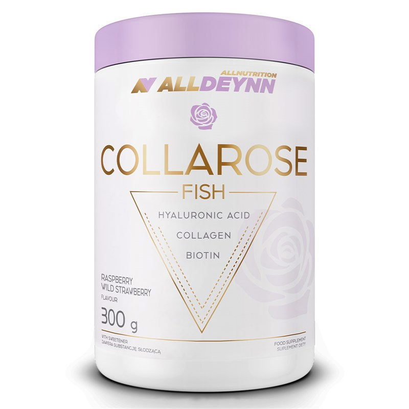 Allnutrition AllDeynn Collarose Fish Hydrolizat Kolagenu Rybiego o Smaku Dzikiej Maliny i Truskawki 300g