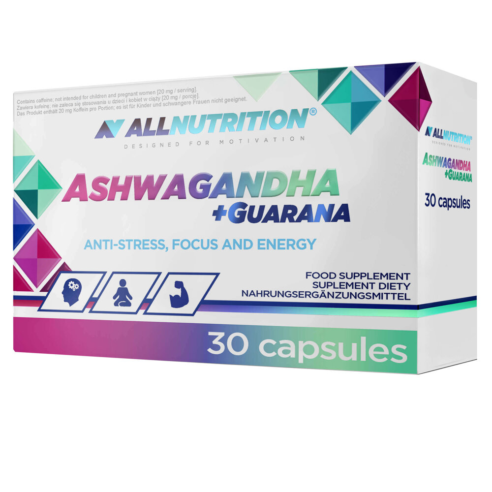 Allnutrition Ashwagandha + Guarana na Koncentrację i Stres 30 Kapsułek