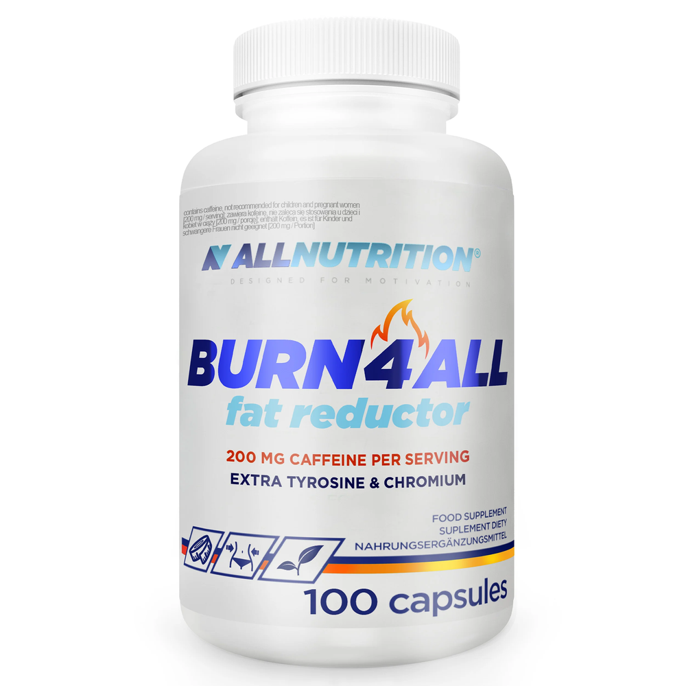 Allnutrition Burn4ALL 200mg Caffeine Wspomaga Utrzymanie Wymarzonej Sylwetki 100 Kapsułek