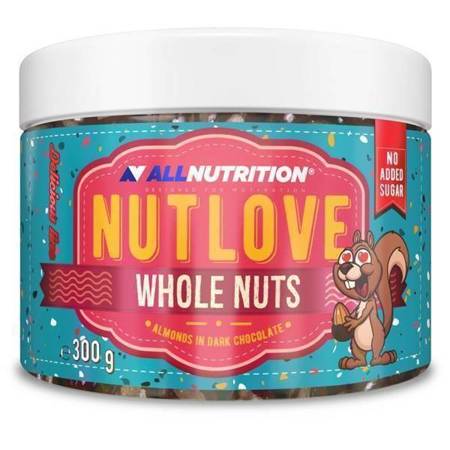 Allnutrition NutLove Whole Nuts Orzechy Migdałowe w Ciemnej Czekoladzie bez Dodatku Cukru 300g