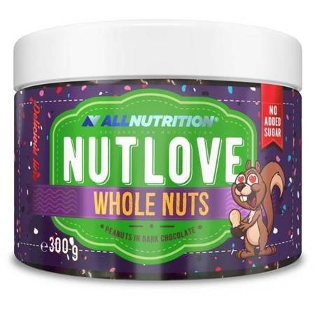 Allnutrition NutLove Whole Nuts Orzeszki Ziemne w Ciemnej Czekoladzie bez Dodatku Cukru 300g