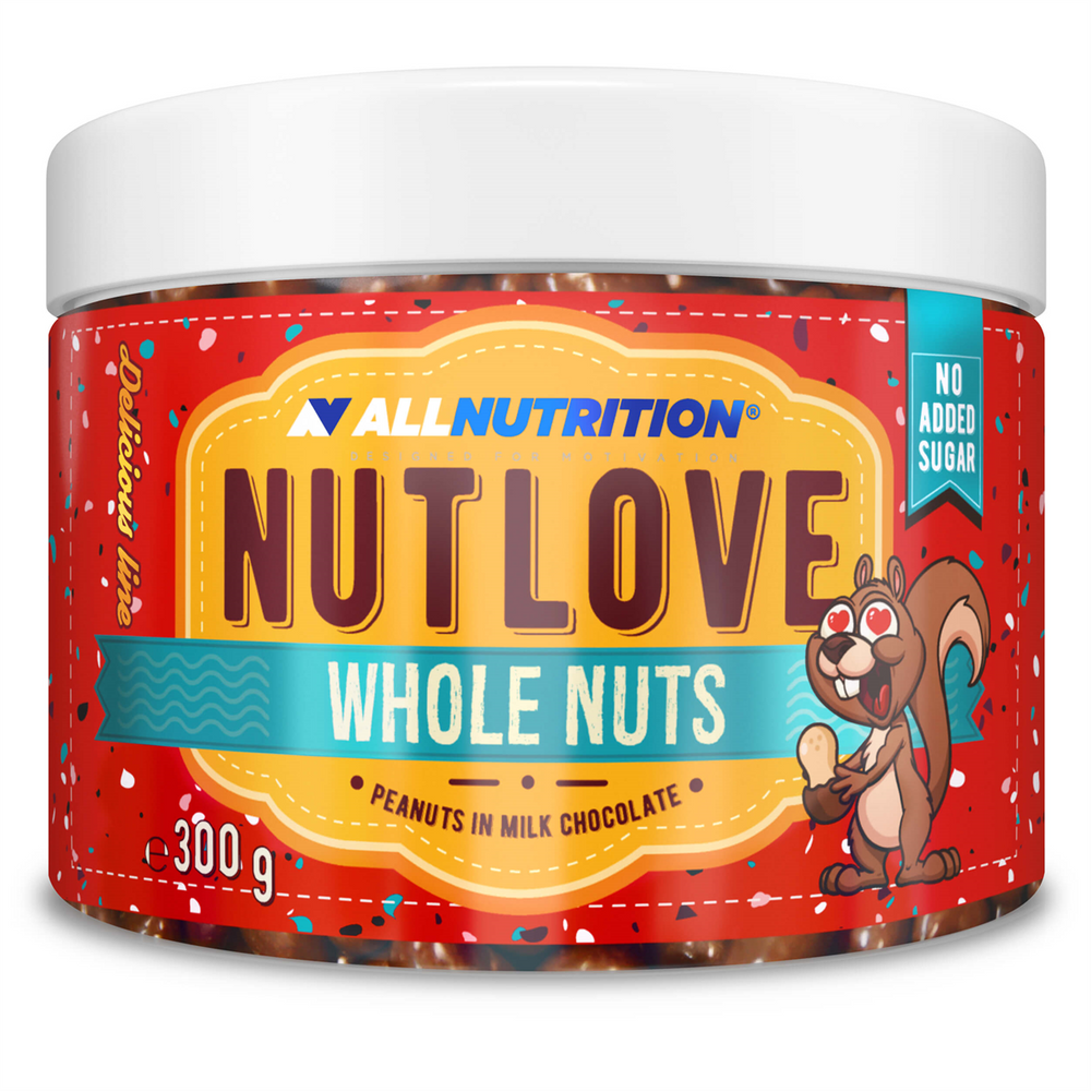 Allnutrition NutLove Whole Nuts Orzeszki Ziemne w Czekoladzie Mlecznej bez Dodatku Cukru 300g