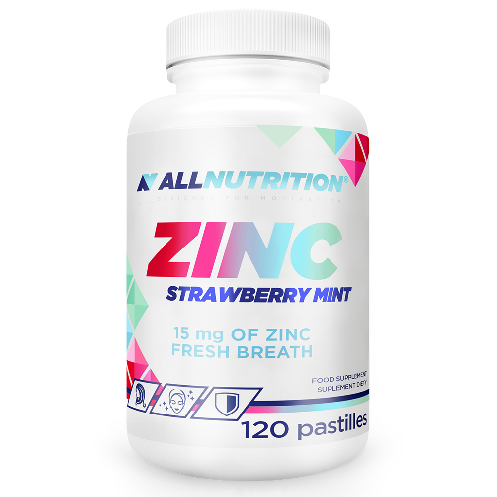 Allnutrition Zinc 15mg Wspomaga Układ Odpornościowy Truskawka Mięta 120 Pastylek