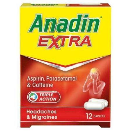 Anadin Extra Aspiryna Paracetamol i Kofeina na Bóle Głowy i Migreny 12 Kapsułek