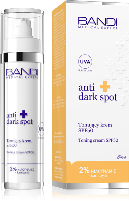 Bandi Anti Dark Spot Tonujący Krem SPF50 Ochrona przed Przebarwieniami i Przedwczesnym Starzeniem Skóry 50ml