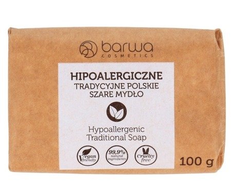 Barwa Hipoalergiczne Tradycyjne Polskie Szare Mydło na Bazie Roślinnej 100g