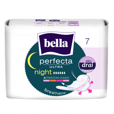 Bella Perfecta Ultra Night Silky Drai Ultracienkie Podpaski Higieniczne 7 Sztuk