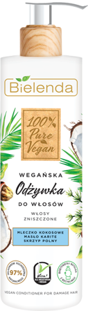 Bielenda 100% Pure Vegan Regenerująca Odżywka do Włosów Zniszczonych 240ml