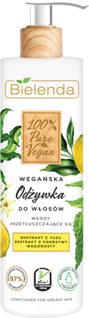 Bielenda 100% Vegan Pure Odżywka do Włosów Przetłuszczających Przywracająca Blask 240g