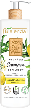 Bielenda 100% Vegan Pure Szampon do Włosów Przetłuszczających Usuwający Sebum 400g