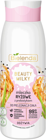 Bielenda Beauty Milky Wegańskie Odżywiające Mleczko Ryżowe do Ciała z Prebiotykiem 400ml