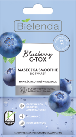 Bielenda Blueberry C Tox Nawilżająca i Rozświetlająca Maseczka Smoothie do Suchej Cery 8g