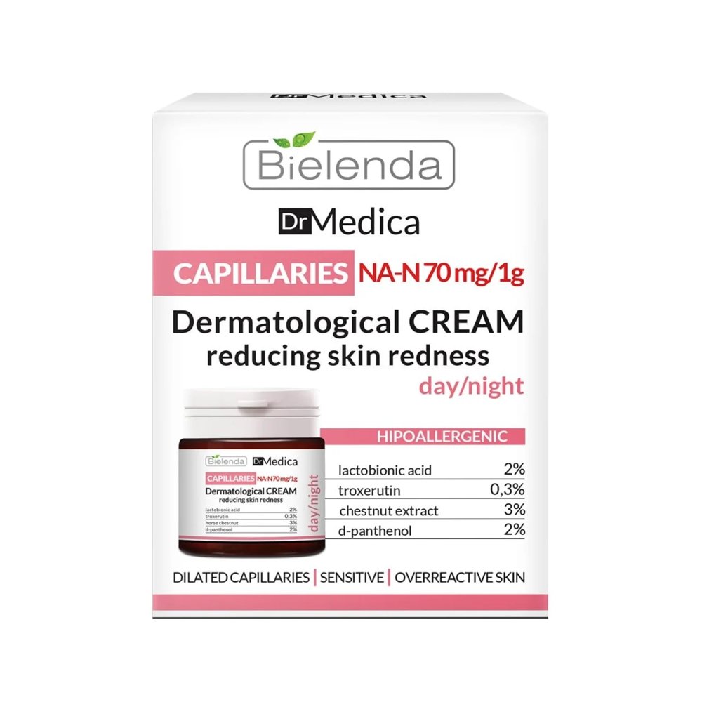 Bielenda Capillary Skin Dermatologiczny Krem do Twarzy na Zaczerwienienia na Dzień i na Noc 50ml