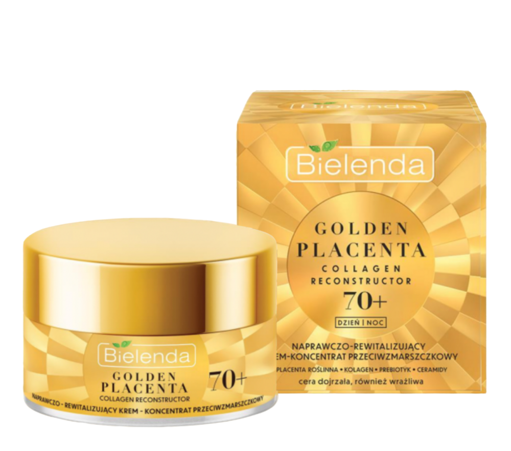 Bielenda Golden Placenta Collagen Reconstructor Naprawczo-Rewitalizujący Krem Koncentrat Przeciwzmarszczkowy 70+ na Dzień i Noc 50ml