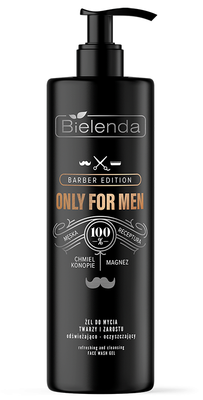 Bielenda Only for Men Barber Edition Odświeżająco-Oczyszczający Żel do Mycia Twarzy i Zarostu 190g