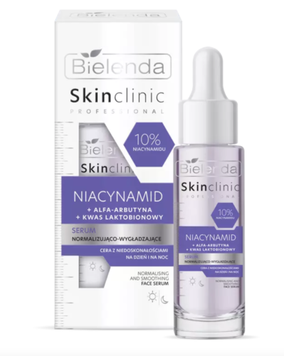 Bielenda Skin Clinic Professional Niacynamid Serum Normalizująco-Wygładzające dla Skóry z Niedoskonałościami na Dzień i Noc 30ml