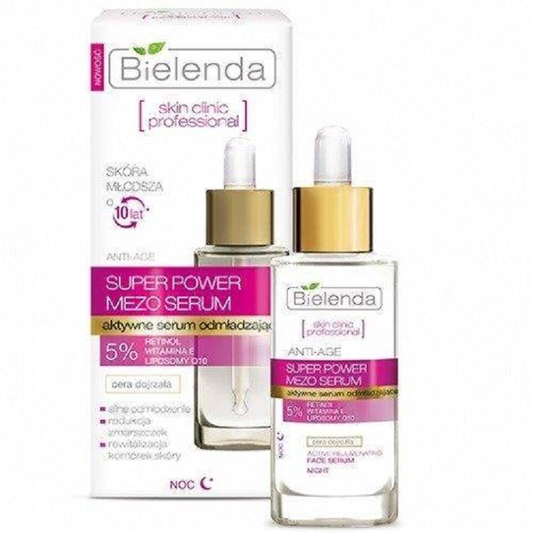 Bielenda Skin Clinic Super Power Serum do Twarzy z Retinolem i Q10 do Cery Dojrzałej na Noc 30ml