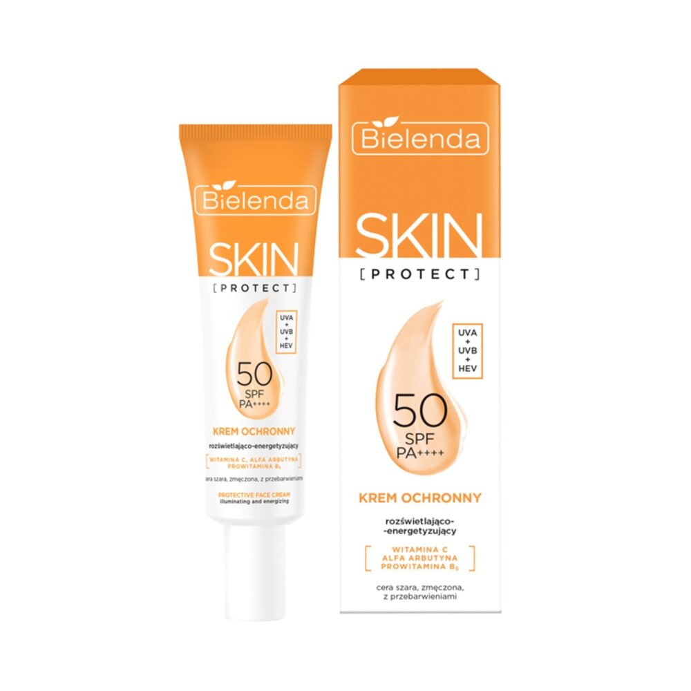 Bielenda Skin Protect Protective Krem Ochronny Rozświetlająco - Energetyzujący PA++++UVA + UVB + HEV SPF50 40ml