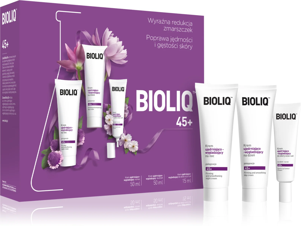 Bioliq 45+ Zestaw Krem Ujędrniający na Noc 50ml Krem Ujędrniajacy na Dzień 50ml  Krem pod Oczy 15ml