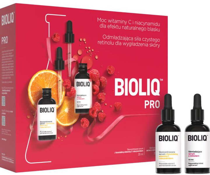 Bioliq Pro Zestaw Skoncentrowane Serum z Fotostabilną Witaminą C i Niacynamidem 20ml + Odmładzające Serum z Retinolem 20ml