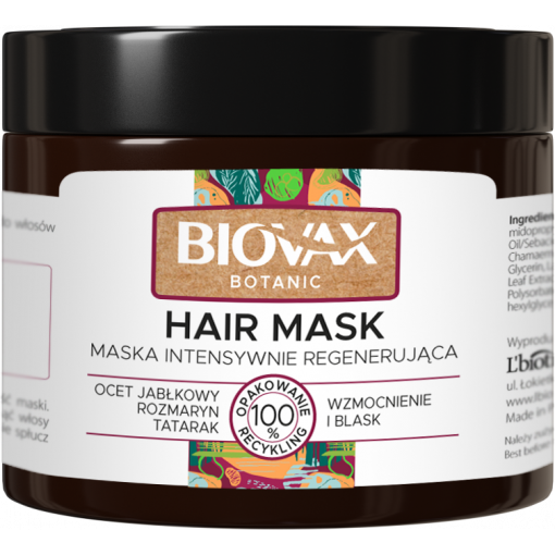 Biovax Botanic Maska Intensywnie Regenerująca z Ocetem Jabłkowym oraz Rozmarynem 250ml