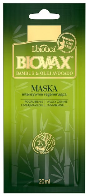 Biovax Maska Intensywnie Regenerująca Bambus i Olej Avocado 20ml