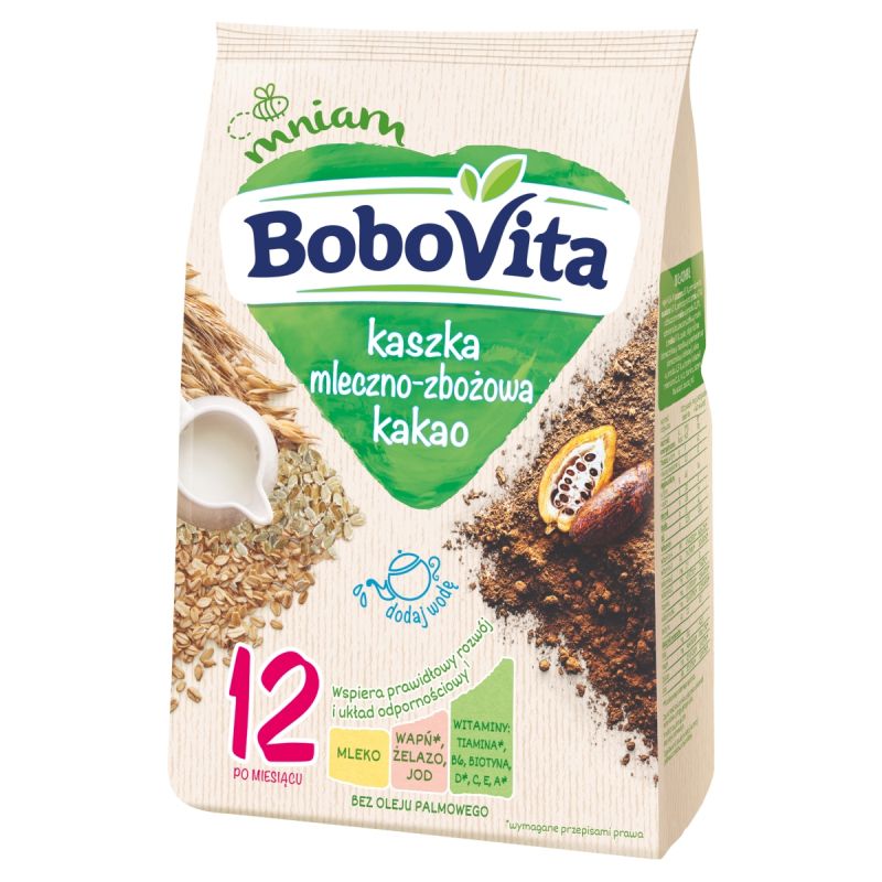 BoboVita Kaszka Mleczno-Zbożowa o Smaku Kakao dla Dzieci po 12 Miesiącu Życia 230g