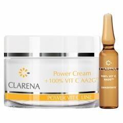 Clarena Power Pure Vitamin C Innowacyjny Krem z 100% Aktywną Witaminą C 50ml + 100% Witaminy C 1.5 ml