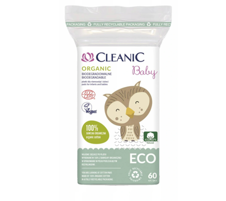 Cleanic Baby Eco Organic Bawełniane Płatki dla Niemowląt i Dzieci 60 szt