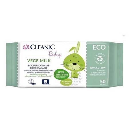 Cleanic Baby Eco Vege Milk Nawilżane Chusteczki dla Niemowląt i Dzieci 50szt