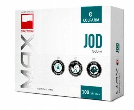 Colfarm Jod Max dla Wsparcia Układu Nerwowego i Funkcjonowania Tarczycy 100 Tabletek