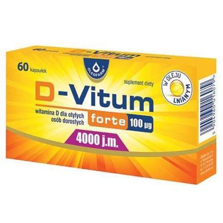 D-Vitum Forte 4000 j.m. (100 µg) Dla Osób Otyłych Dorosłych Zdrowe Kości 60kaps.