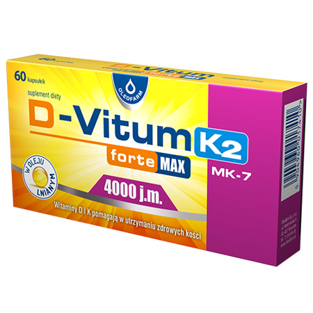 D-Vitum Forte Max 4000 jm K2 MK7 Witamina D i K dla Zdrowych Kości 60 Kapsułek