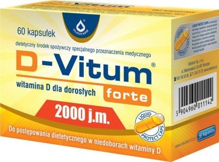 D-Vitum forte 2000 j.m Zdrowe Kośći Zęby Układ Odpornościowy 60 kaps.