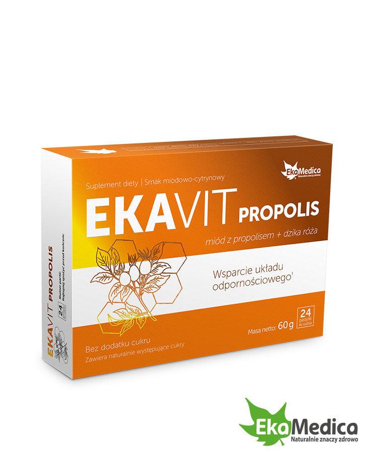 EkaMedica Ekavit Propolis z Miodem i Dziką Różą na Wsparcie Układu Odpornościowego 24 Tabletki Best Before 31.03.24